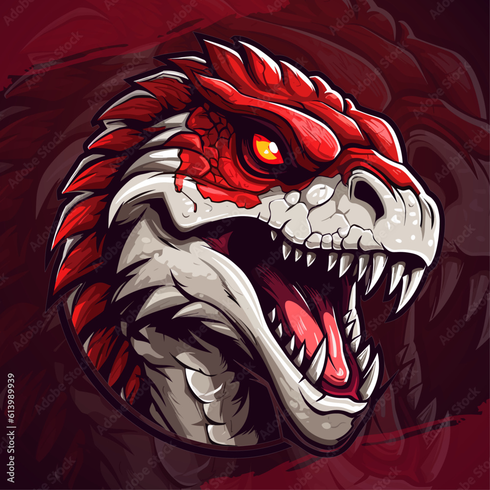 Stylised Raptor Logo Ferocious Raptor: Gaming Logo Vector for Esports Team - Powerful T-Rex ...