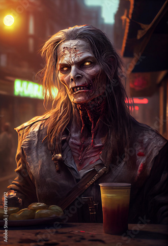 portrait of a Zombie in a big city