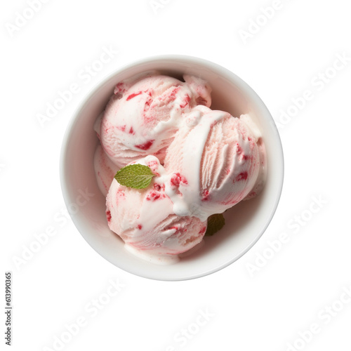 Bowl of Peppermint Candy Ice Cream Isolated on a Transparent Background