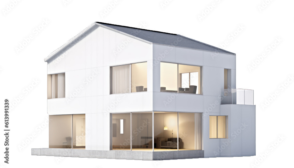 Modern house isolated on transparent or white background. 3d rendering