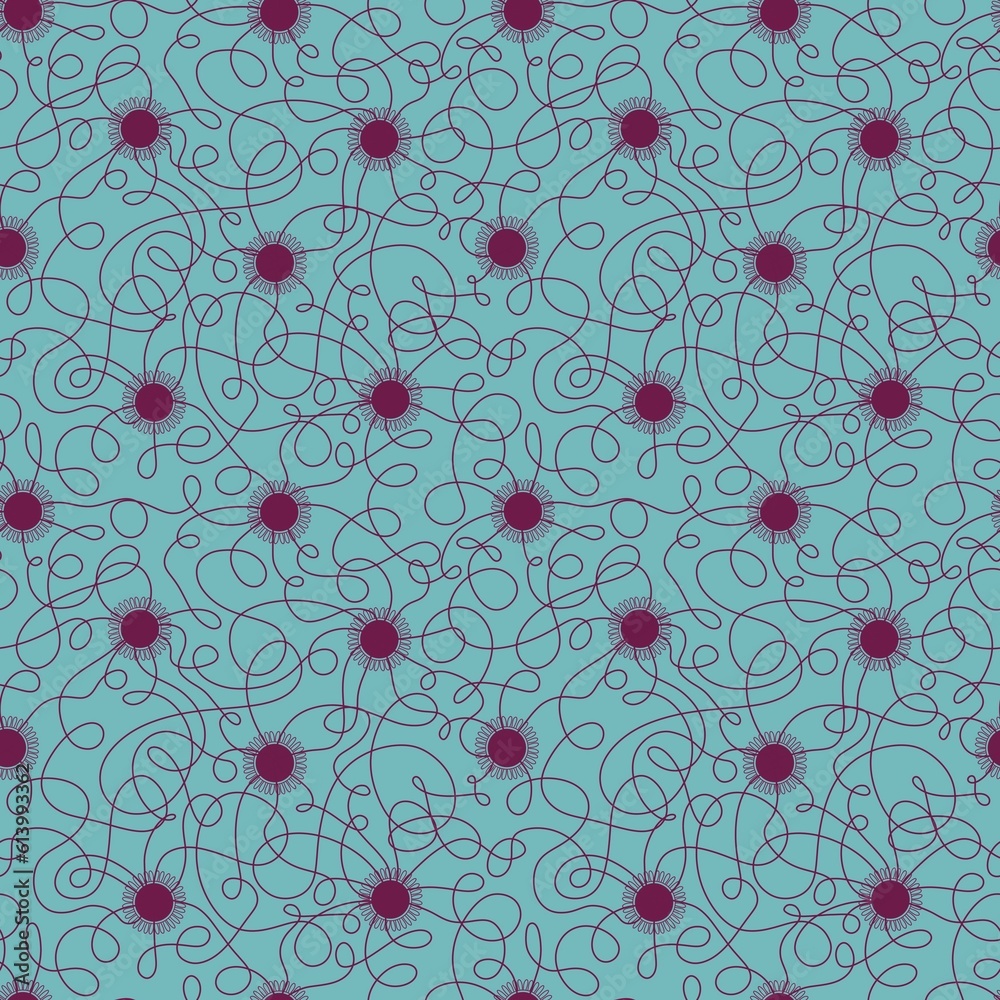 Abstract floral seamless flower line art pattern for wrapping paper and fabrics and linens and festive packaging