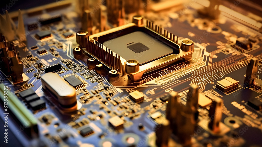 Close-up Image of a Computer's Motherboard - generative ai Close-up Image of a Computer's Motherboard - generative ai