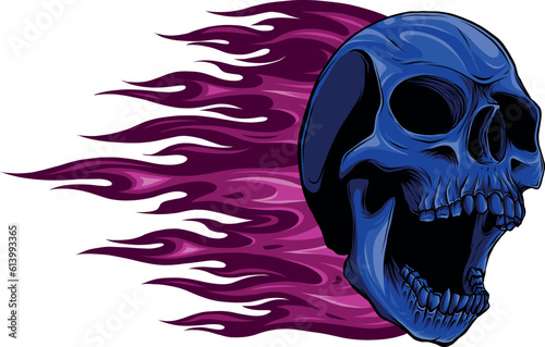colored draw of human skull vector illustration design