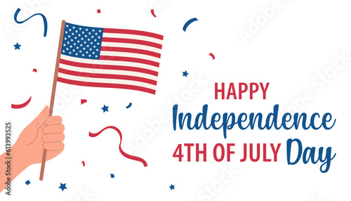 Happy Independence Day, 4th of July. USA Vector hand drawn banner