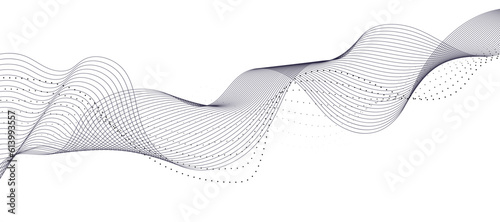 Grey white abstract background with flowing particles. Digital future technology concept. vector illustration.