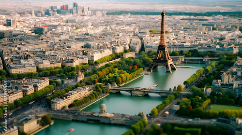 Miniature Paris with Eiffel Tower - generative ai © Uolir