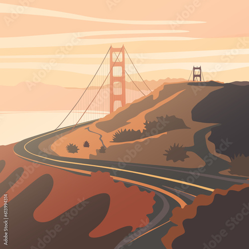 San Francisco city in North America, USA, California. Golden Gate Bridge.