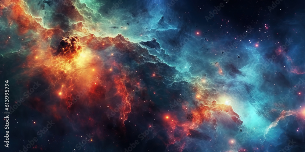 Beautiful colorful space with cloud nebula