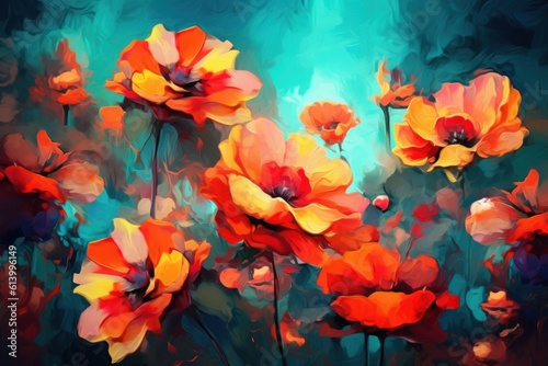 Floral Painted Background. Illustration AI Generative.