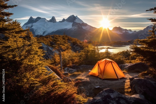 The sense of adventure in camping with a photograph that captures a thrilling outdoor activity. Generative AI