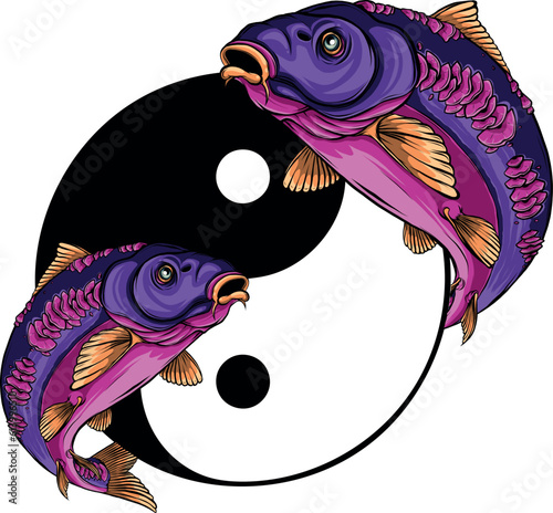 colored draw of Carp Fish Vector Illustration design