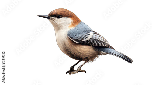 Brown-headed Nuthatch bird isolated on transparent background created with generative AI technology photo