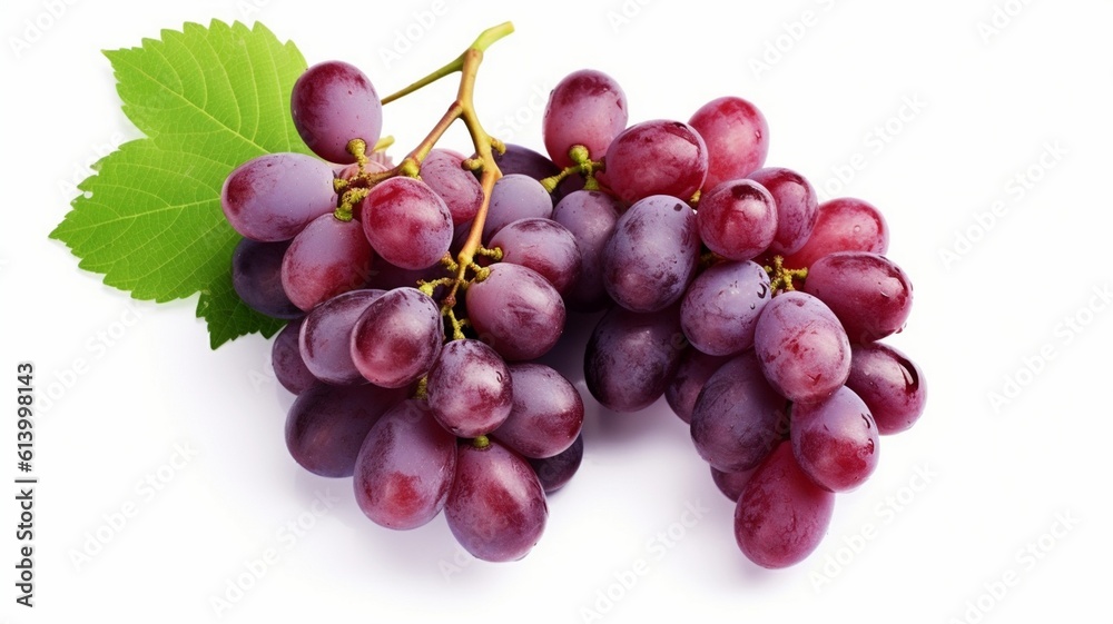 Red grape with leaves isolated on white background black grape with leaves on white background Red grape with leaves isolated on white background black grape with leaves on white background