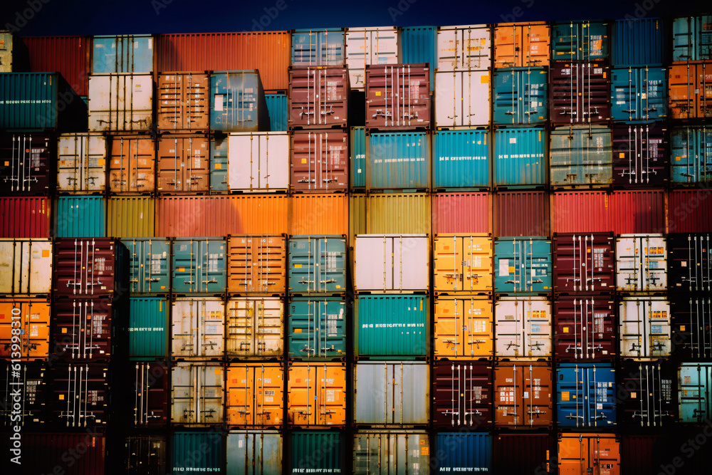 Fototapeta premium containers in the port ai generative art