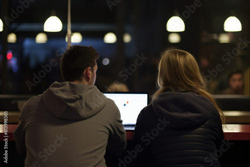 two people at small business meeting in a cafe ai generative art