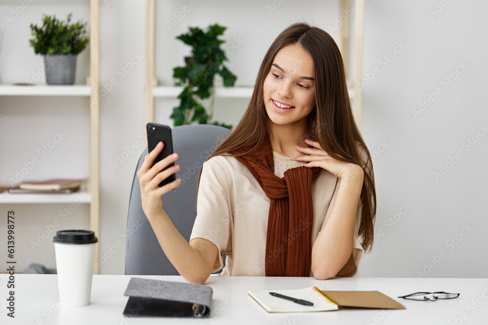 education smile phone learning student girl selfie laptop young blogger education smile phone learning student girl selfie laptop young blogger