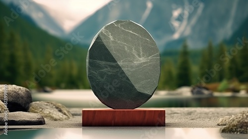 podium display or showcase on geometric stone Generative AI