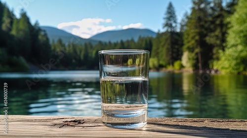 Pure water in glass while someone drinks Generative AI
