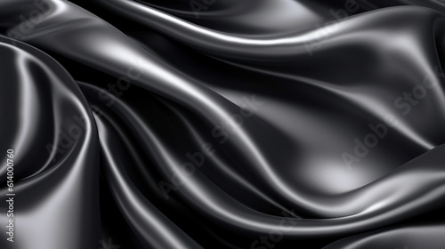 Realistic satin silk in black color Generative AI