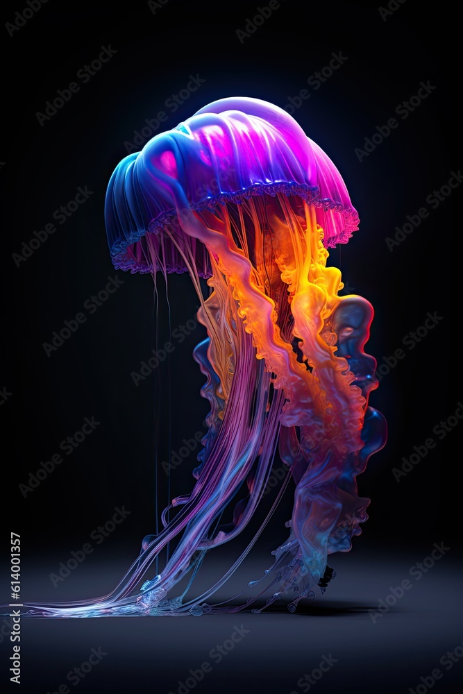 Jelly fish in the aquarium. AI generated art illustration. Jelly fish in the aquarium. AI generated art illustration.