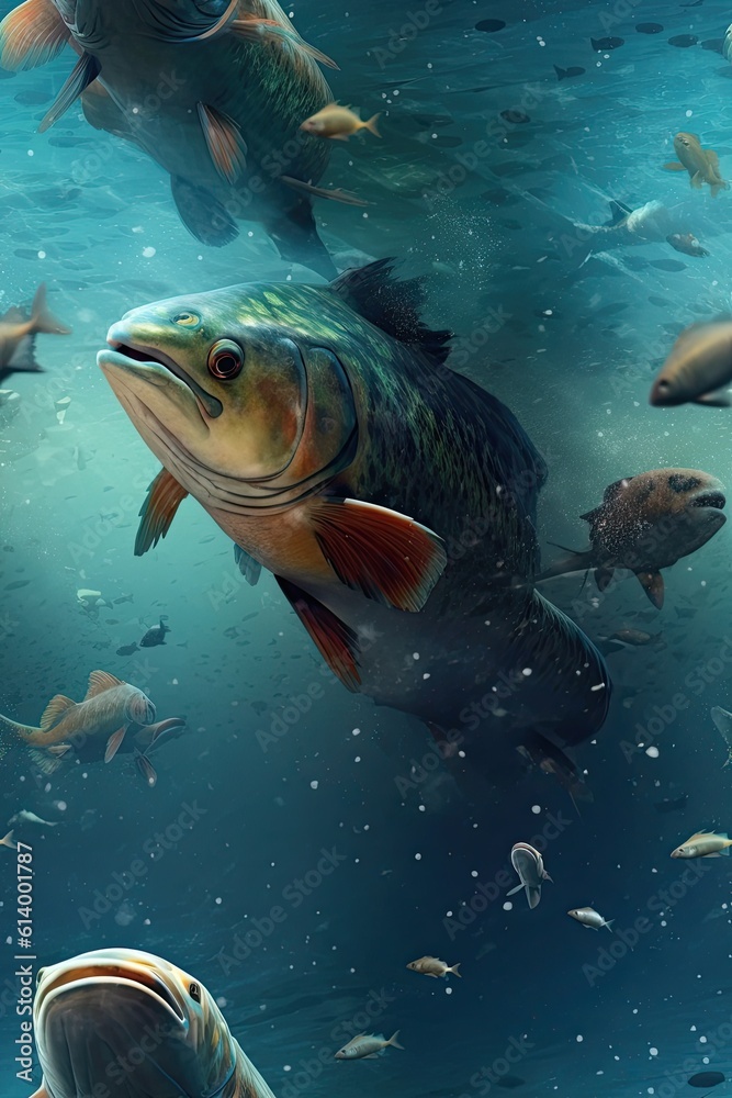 Obraz premium Fish in aquarium. AI generated art illustration.