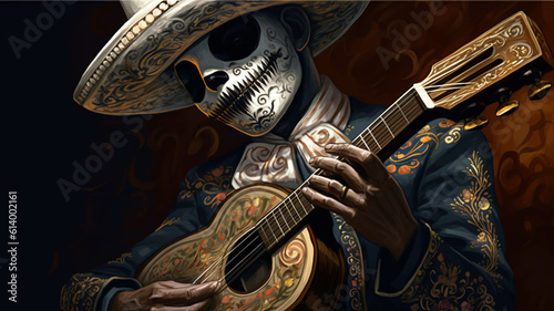 Illustration of a mariachi, mexican folklore, traditional. ai generative,