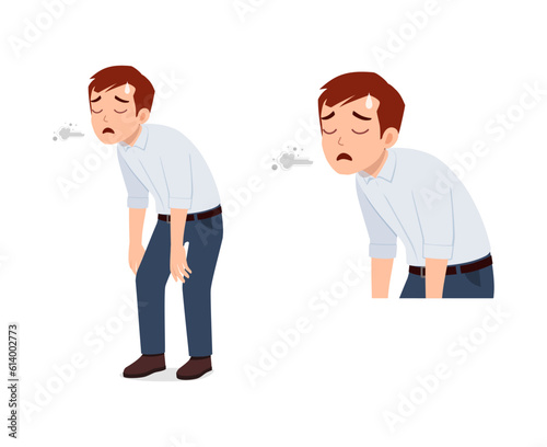 man walking from work and feeling tired