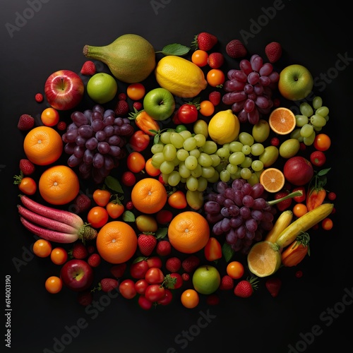 Fruits on a white background. AI generated art illustration.