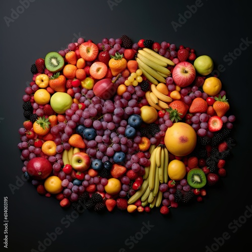 Fruits on a white background. AI generated art illustration.