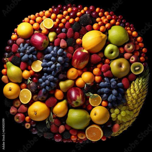 Fruits on a white background. AI generated art illustration.