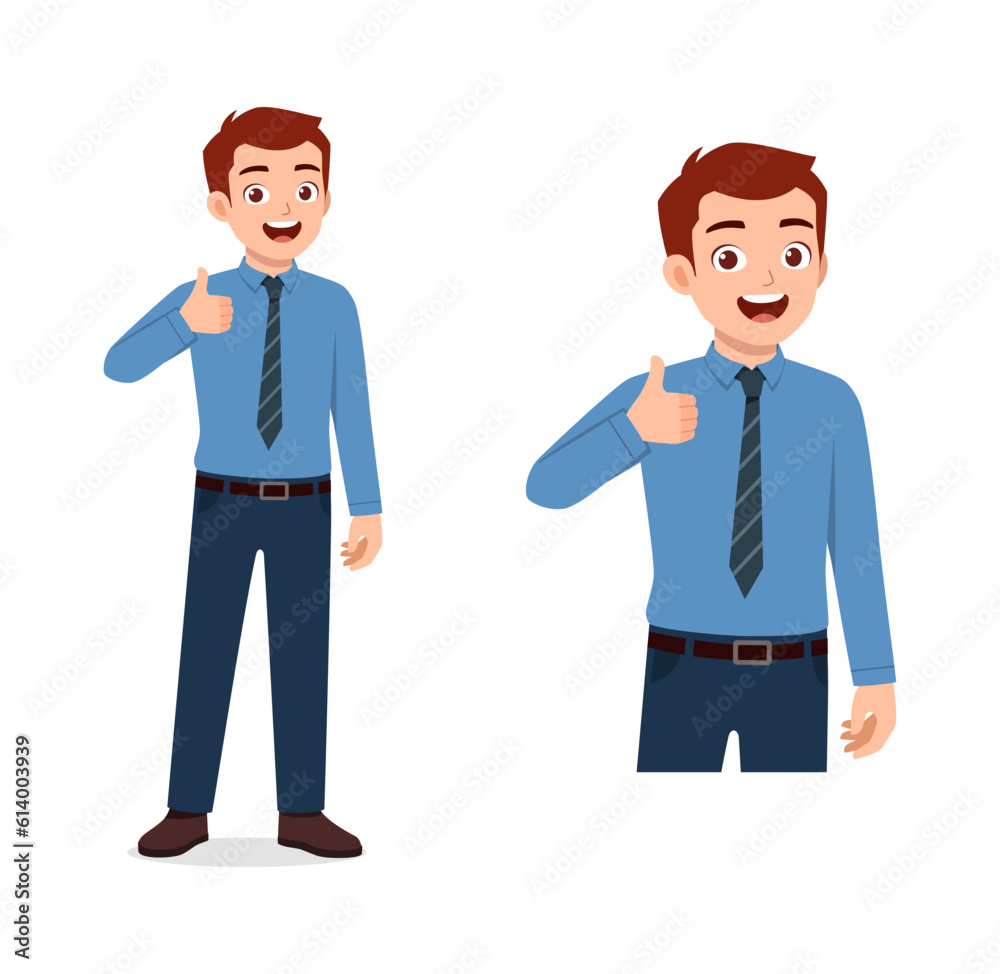 man feeling happy and show thumb up pose man feeling happy and show thumb up pose