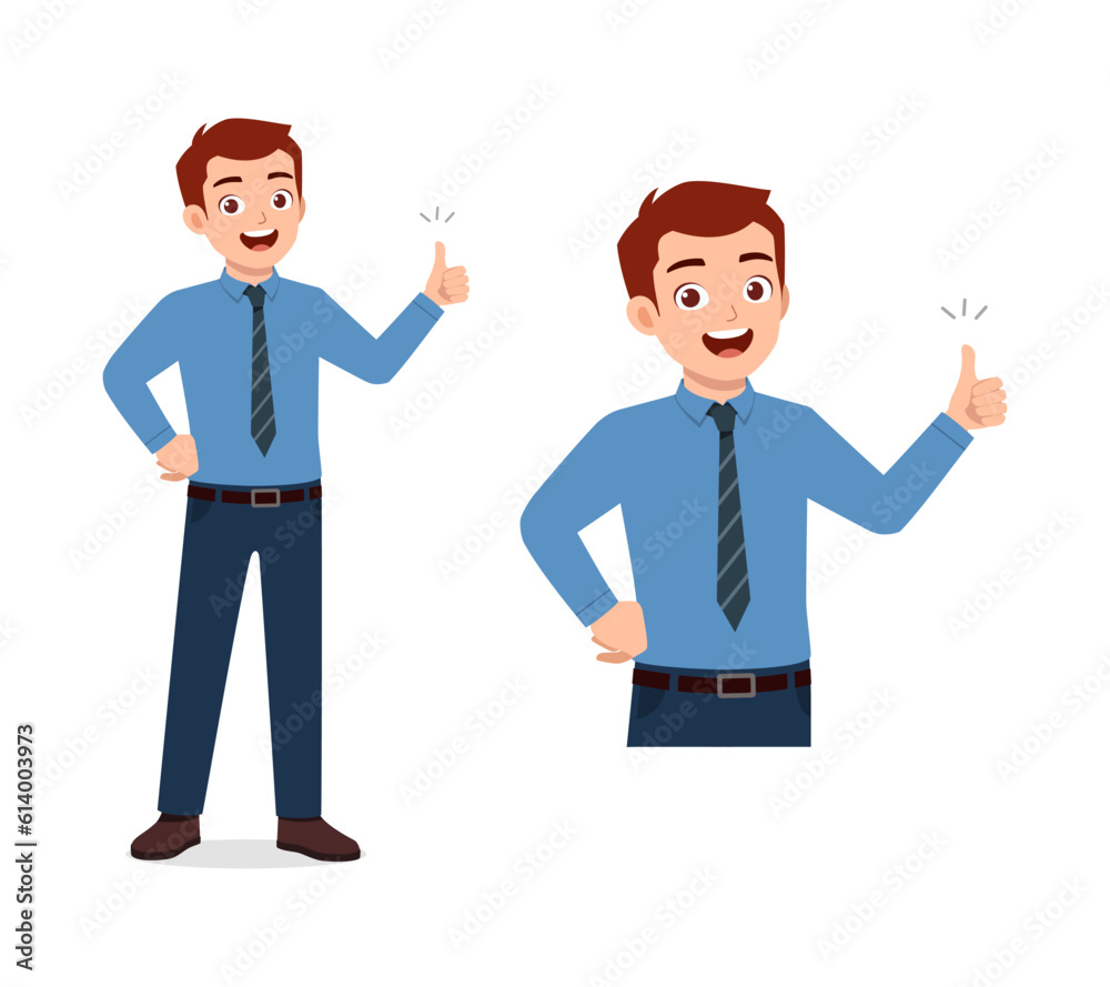 man feeling happy and show thumb up pose man feeling happy and show thumb up pose