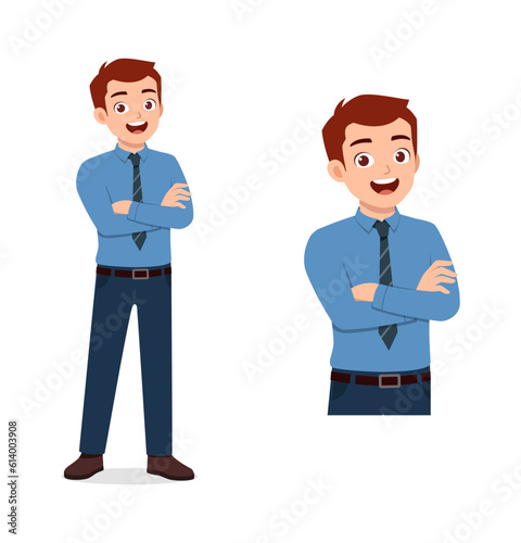 man feeling confidence with crossed arm pose