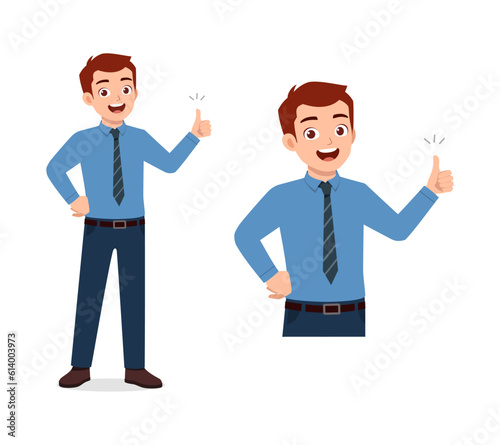 man feeling happy and show thumb up pose