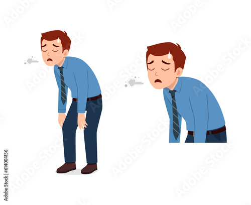 man walking from work and feeling tired