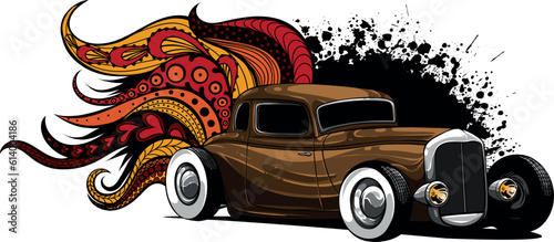 draw of hot rod car vector illustration design