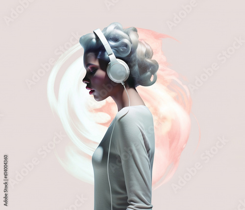 Young beautiful woman with headphones