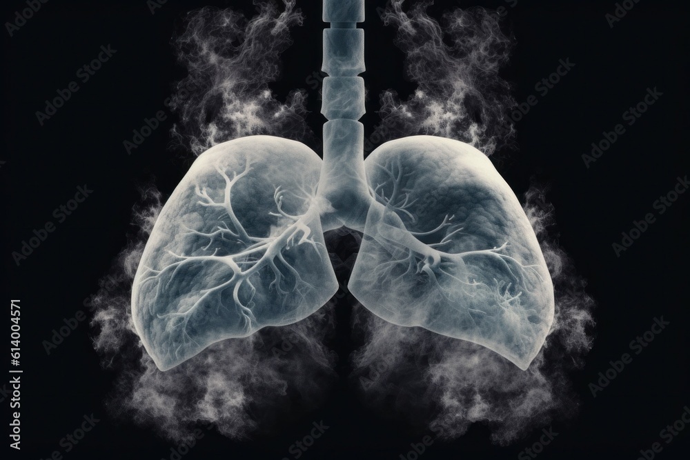 Abstract lungs in smoke. Medicine concept. AI generated, human enhanced Abstract lungs in smoke. Medicine concept. AI generated, human enhanced