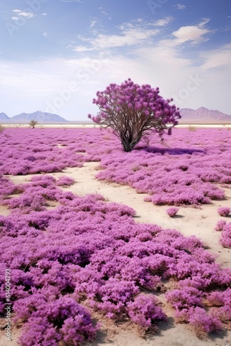 Lavender field in region. AI generated art illustration.