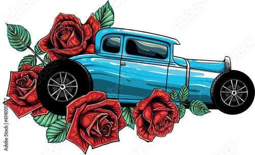 draw of hot rod car vector illustration design