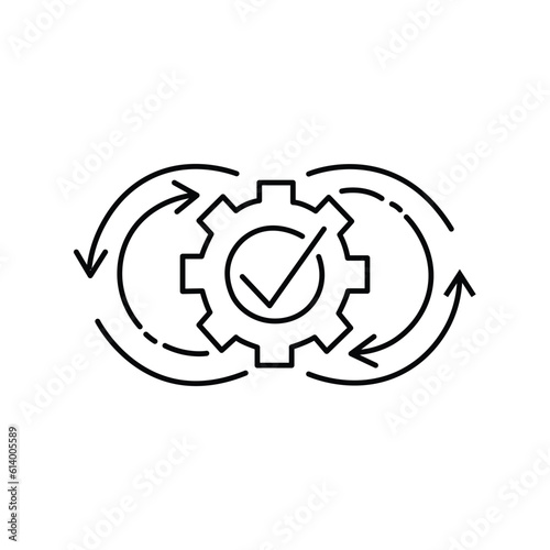 Constant changes. A continuous stream of improvements and updates. Integration adaptation system. Vector linear icon isolated on white background.