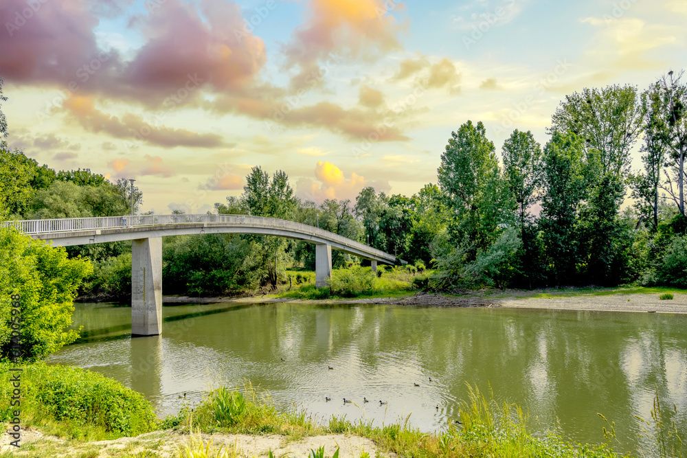 Fototapeta premium Altrheinbrücke, Erfelden, Riedstadt, Deutschland 