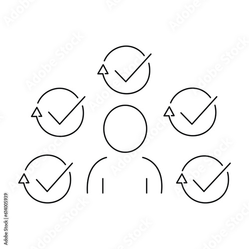 Satisfied customer needs. Vector linear icon isolated on white background.