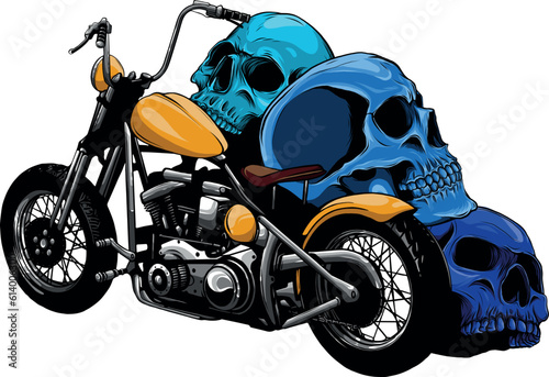 illustration of custom motorcycle chopper vector design