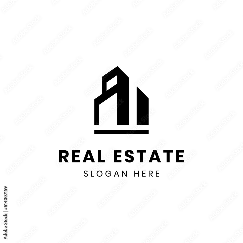 Fototapeta premium Real estate modern minimalist logo design.