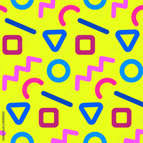 90 Doodle Pattern With Motley Squiggles. Vector Illustration For Background