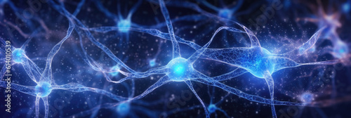 abstract panorama depicting a network of interconnected neurons, set against a backdrop of a stylized brain, symbolizing neuroscience