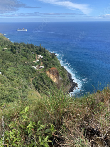 Pitcairn island. South Pacific Ocean. The last of the British territories in the South Pacific. Between history, nature and landscape. isiting locals on a cruise ship.
 photo