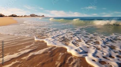 Photo beautiful sandy beach and sea wave Generative AI