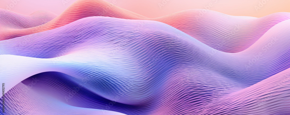 Abstract panorama of a digital wave pattern represented in soothing, pastel lavender tones Abstract panorama of a digital wave pattern represented in soothing, pastel lavender tones